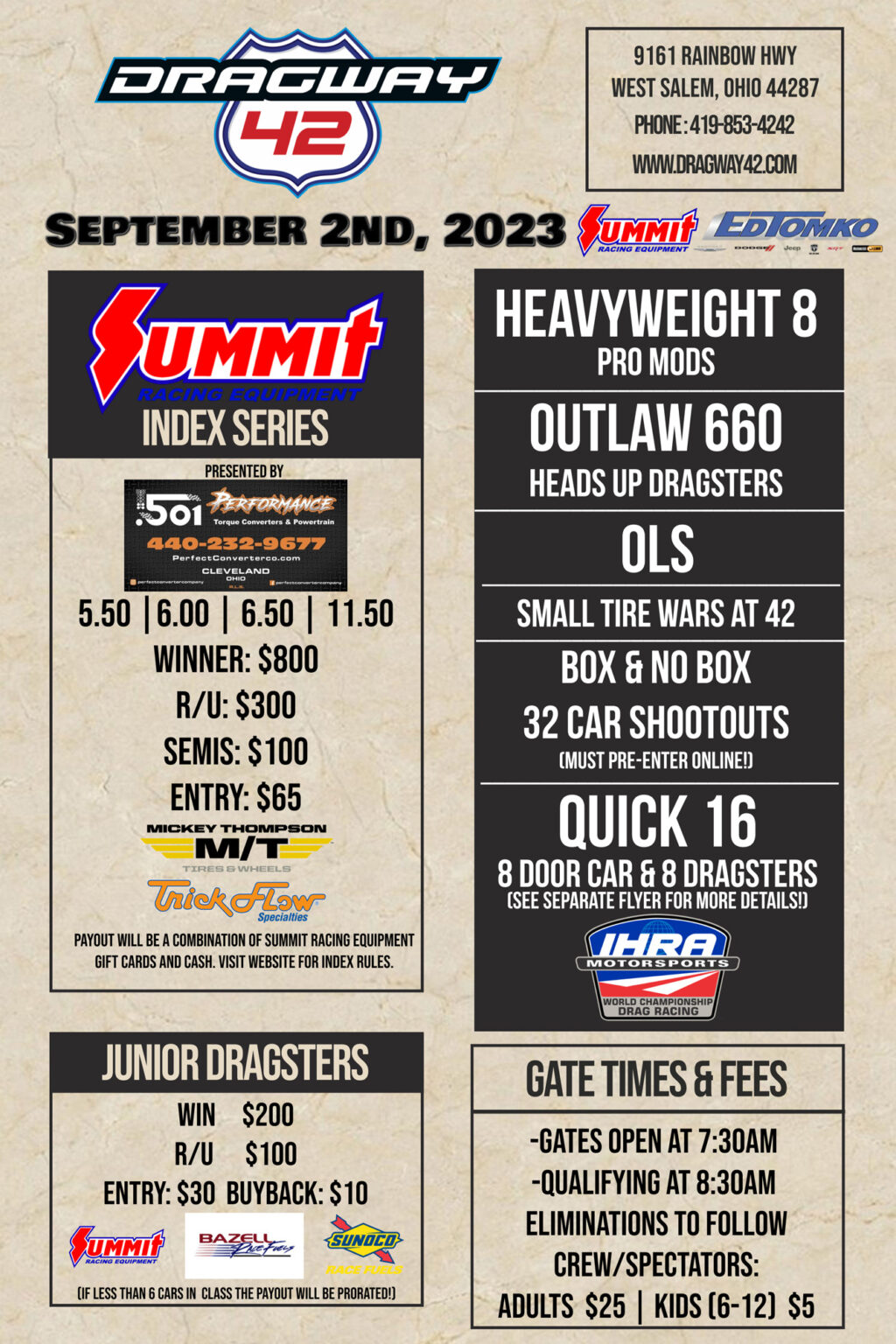 Summit Racing Equipment Index Series Race #5, “Heavyweight 8” Pro